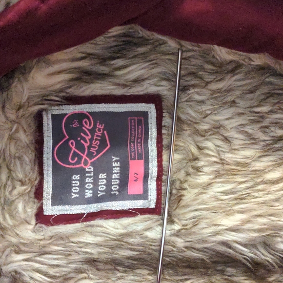 Girls Burgundy Justice Winter Jacket - Picture 2 of 4